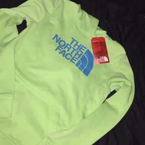 pastel green and blue north face hoodie